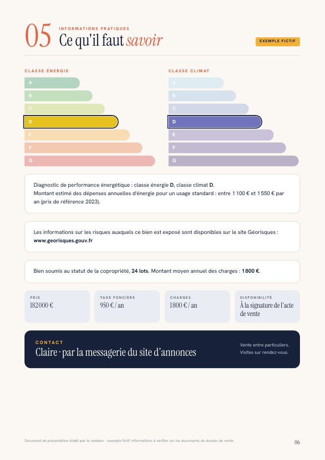Page des informations pratiques